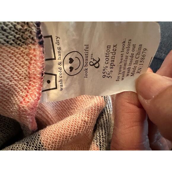 Women's & Ampersand Ave Double Hood L/S Striped Hoodie, Size L-‎ Coral/Navy - Picture 10 of 11